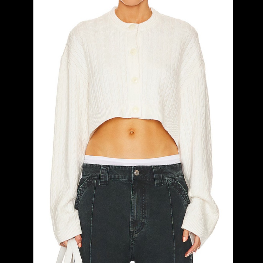 Helsa Rayssa Cable Cardigan in Ivory